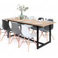 Table à manger extensible rectangle DETROIT 6-10 personnes design industriel 160-200 cm