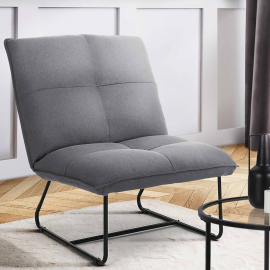 Fauteuil KATE pieds métal dossier modulable 5 positions en tissu gris anthracite