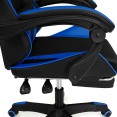 Fauteuil de gaming ALEX réglable avec repose-pied, coussin de tête et coussin lombaire noir et bleu