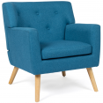 Fauteuil scandinave en tissu bleu canard