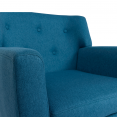 Fauteuil scandinave en tissu bleu canard