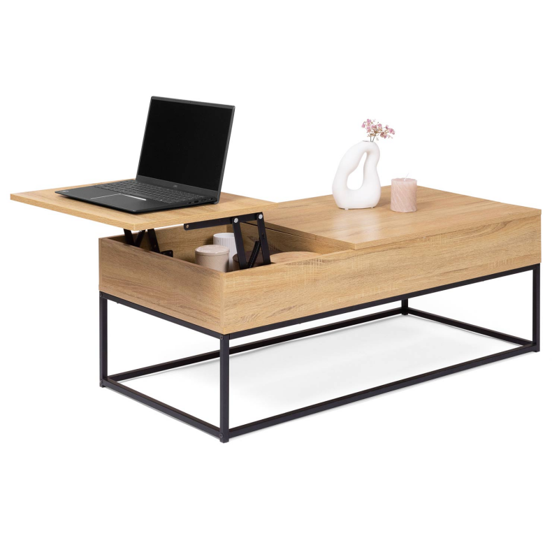 Table basse 2 plateaux relevables industrielle DETROIT ID Market