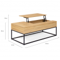 Table basse double plateau relevable DETROIT design industriel