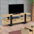 Meuble TV 140 cm PHOENIX avec tiroirs bois et noir