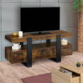 Meuble TV 116 cm PHOENIX avec tiroirs bois effet vieilli et noir