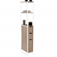 Meuble WC 3 portes design industriel avec étagères métal blanc