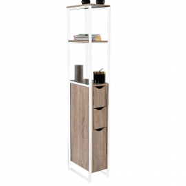 Meuble WC 3 portes design industriel avec étagères métal blanc Meuble WC 3 portes design industriel avec étagères métal blanc