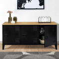 Buffet bas ESTER 3 portes métal noir plateau bois design industriel 113 cm