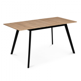 Table scandinave extensible INGA 4-6 personnes plateau bois pieds noirs 120-160 cm