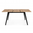 Table scandinave extensible INGA 120-160 cm plateau bois pieds noirs