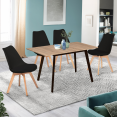 Table scandinave extensible INGA 120-160 cm plateau bois pieds noirs