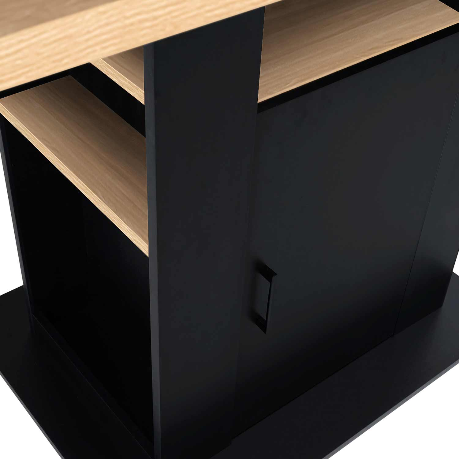 IDMARKET Ilot central UGO 110 cm bois noir et imitation hêtre avec  rangements design industriel - Cdiscount Maison