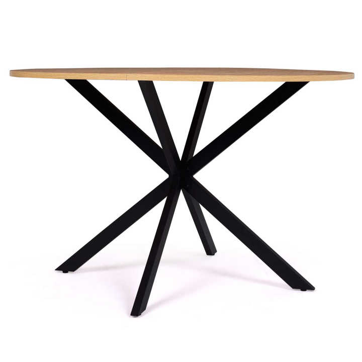 Table à manger ronde ALIX 4-6 personnes pied araignée bois et noir