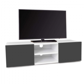 Meuble TV ELI blanc portes gris anthracite 113 cm