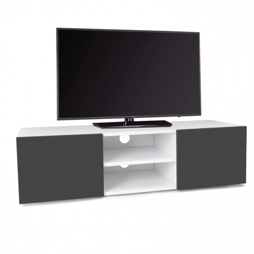 Meuble TV ELI blanc portes gris anthracite