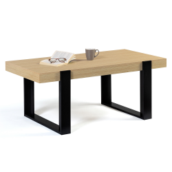 14530 - Tavolino in stile industriale in legno e nero Table basse PHOENIX bois et noir