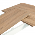 Table scandinave extensible INGA 120-160 cm plateau bois pieds blancs