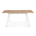Table scandinave extensible INGA 4-6 personnes plateau bois pieds blancs 120-160 cm