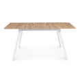 Table scandinave extensible INGA 120-160 cm plateau bois pieds blancs
