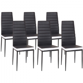 Lot de 6 chaises ROMANE noires bandeau blanc pour salle à manger Lot de 6 chaises ROMANE noires bandeau blanc pour salle à manger