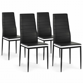 Lot de 4 chaises ROMANE noires bandeau blanc pour salle à manger Lot de 4 chaises ROMANE noires bandeau blanc pour salle à manger