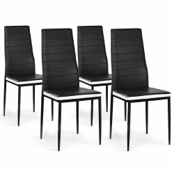 14175 - Sillas de comedor negras con cabezal blanco Lot de 4 chaises ROMANE noires bandeau blanc pour salle à manger