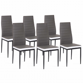 Chaises en velours gris foncé matelassées pieds métal x6 - MILA