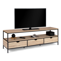 15533 - Porta TV in stile industriale con 3 cassetti 160 cm Meuble TV 160 cm DETROIT 3 tiroirs design industriel