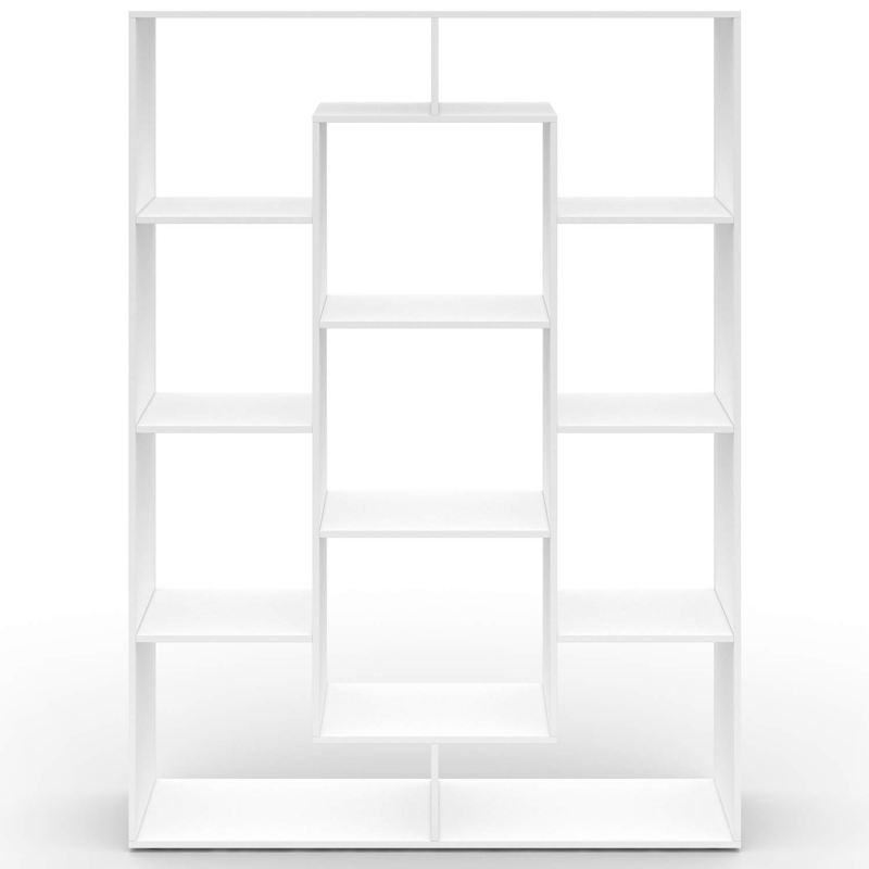 IDMarket - Bibliothèque Étagère Colette 11 Compartiments Dont 2 Fermés, Design Moderne Noir & Effet Bois, H.143 Cm - Rangement Élégant Et Pratique