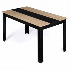 Table à manger GEORGIA 6 personnes noire et imitation hêtre 140 x 90 cm Table à manger GEORGIA 6 personnes noire et imitation hêtre 140 x 90 cm