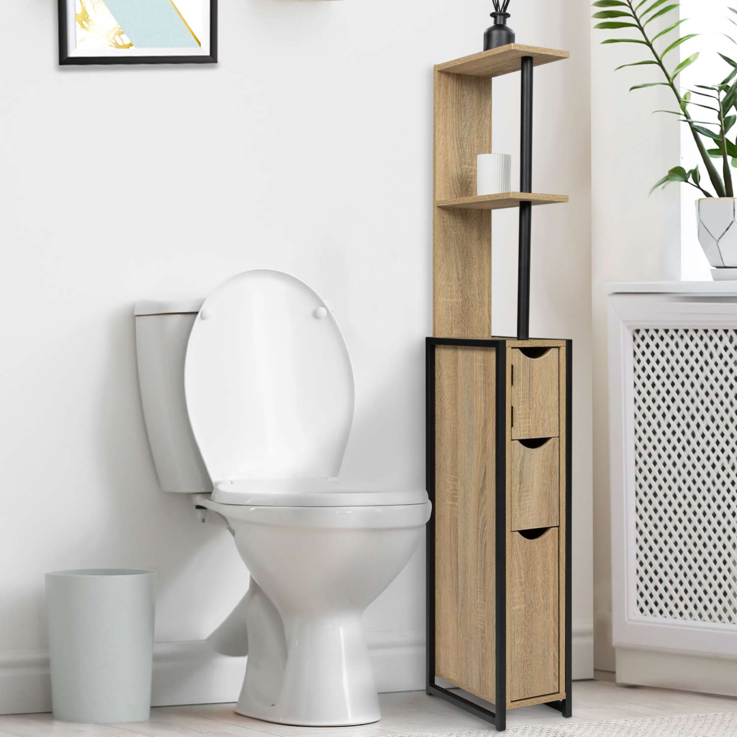 Meuble Wc 3 Portes Detroit Avec Étagères Design Industriel
