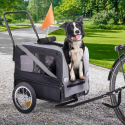 15351 - Rimorchio per cani con catarifrangenti Remorque à vélo pour chien TILLY avec réflecteurs 128 x 52 x 102 cm pour animaux de compagnie