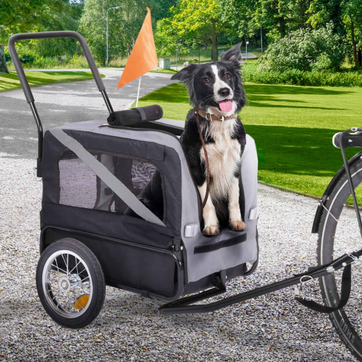 Remorque à vélo pour chien TILLY avec réflecteurs 128 x 52 x 102 cm pour animaux de compagnie