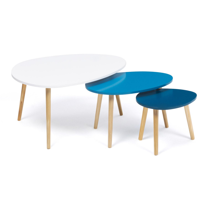 Table Ronde Design Scandinave – Laquée Bleu Ciel – RetroFurnish – Occasion