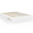 Cadre de lit SALEM avec rangements et sommier 140 x 190 cm blanc