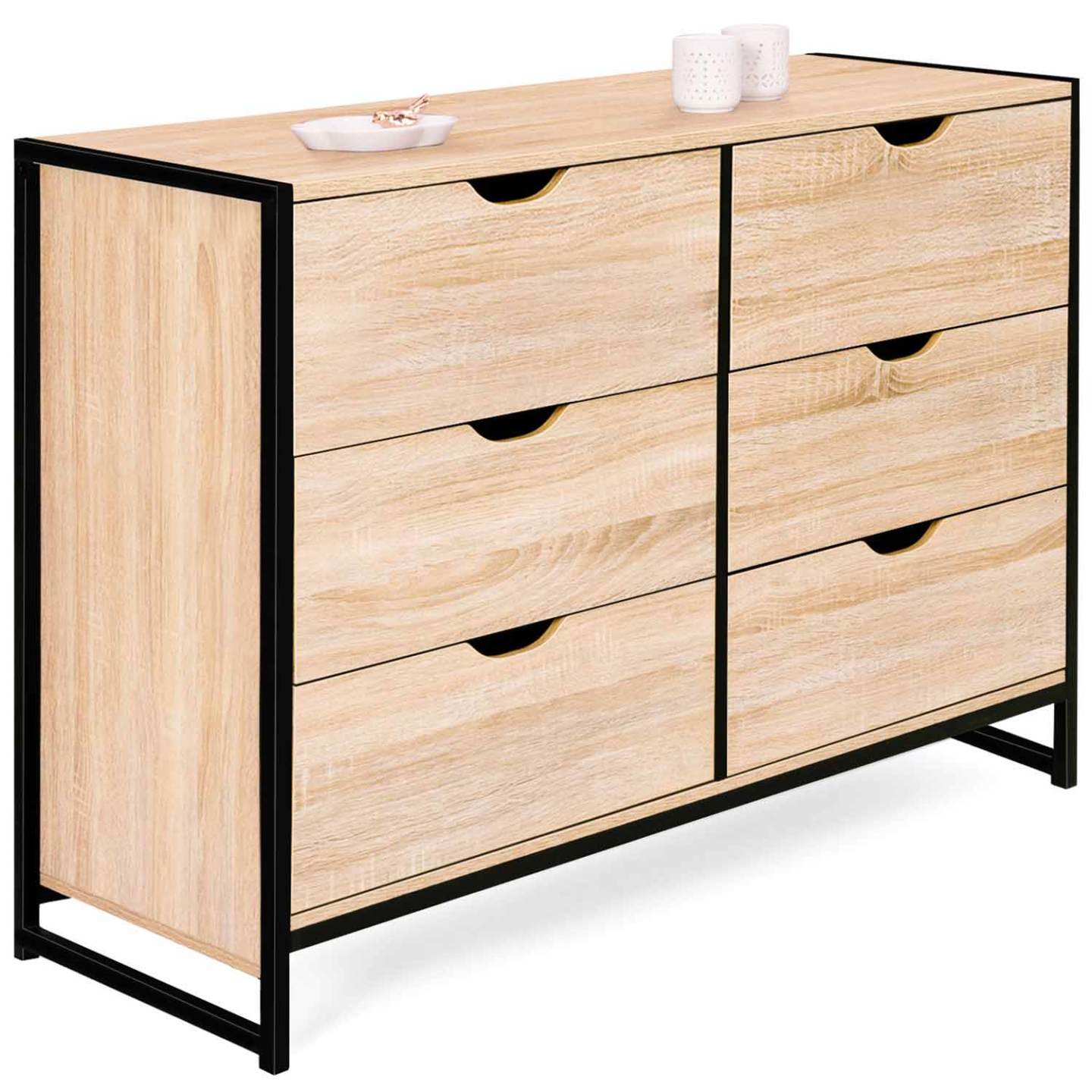 GOPLUS Commode Avec 3 Tiroirs Et Porte 73x40x76,5cm-Étagère Réglable