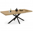 Table à manger extensible rectangle ALIX avec rangement 6-10 personnes bois et noir 160-200 cm