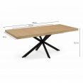 Table à manger extensible rectangle ALIX avec rangement 6-10 personnes bois et noir 160-200 cm