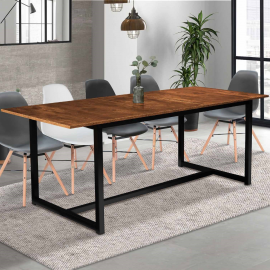 Table à manger extensible DAYTON 6-10 personnes design industriel 160-200 cm