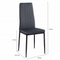 Lot de 6 chaises JULIA en velours gris foncé pour salle à manger