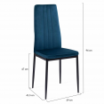 Lot de 6 chaises JULIA en velours bleu pour salle à manger