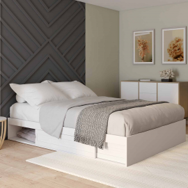 Cadre de lit SALEM avec rangements et sommier 140 x 190 cm blanc Cadre de lit SALEM avec rangements et sommier 140 x 190 cm blanc