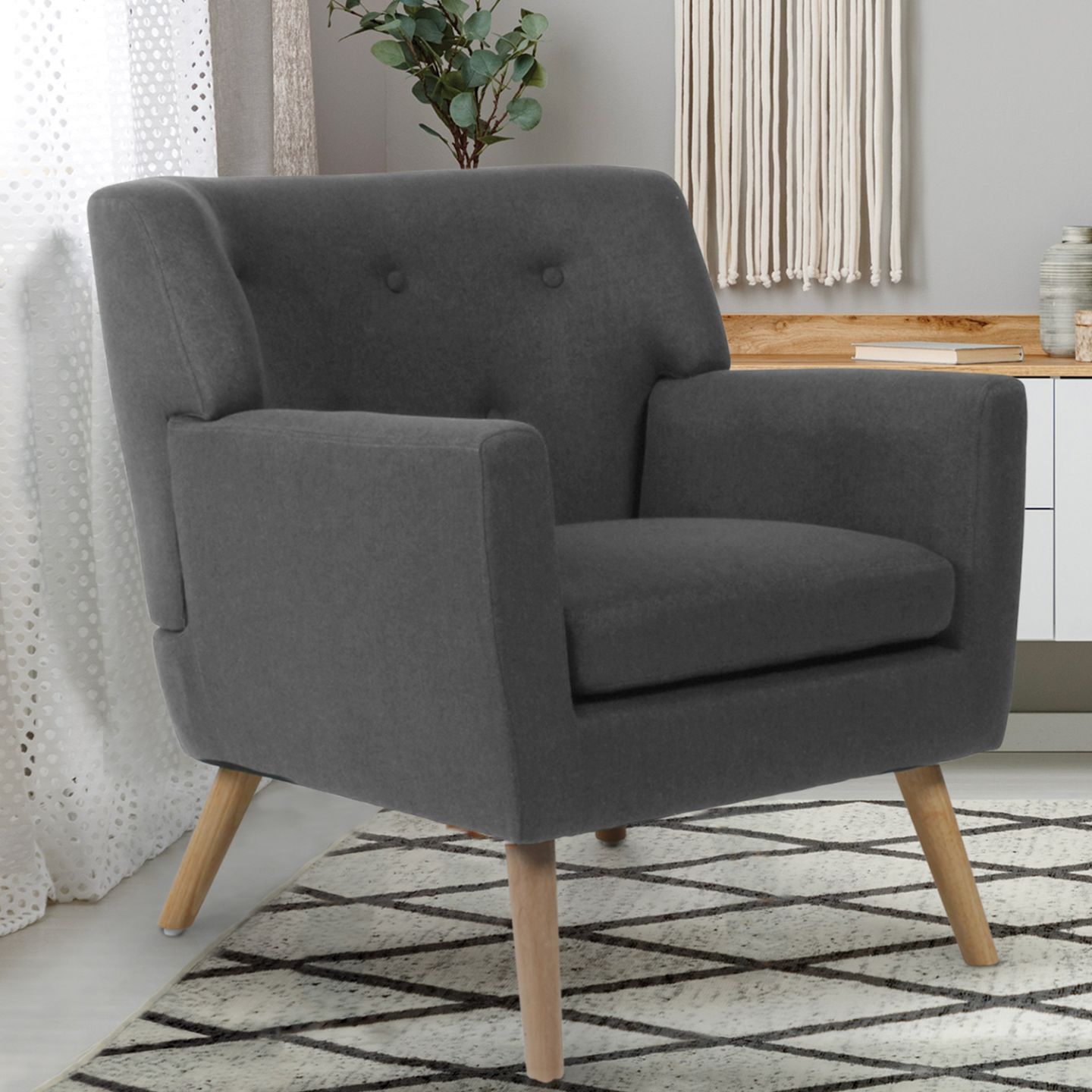 Fauteuil Scandinave Gris Anthracite Pas Cher LIV IdMarket Belgique