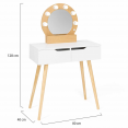 Coiffeuse scandinave 2 tiroirs HORIA bois et blanc avec miroir