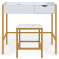 Coiffeuse ALASKA miroir rabattable avec tiroir et tabouret