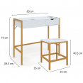 Coiffeuse ALASKA miroir rabattable avec tiroir et tabouret