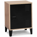 Table De Chevet Industrielle ESTER IDMarket | Métal Noir Avec étagère | 40x30x53 Cm | Style Loft