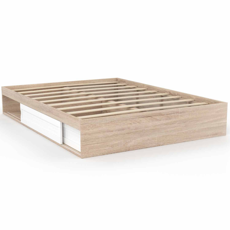 Lit coffre double140 x 200cm, lit 140x200 avec sommier, cadre de lit