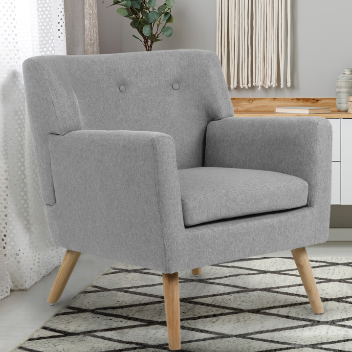 Fauteuil scandinave LIV en tissu gris chiné Fauteuil scandinave LIV en tissu gris chiné