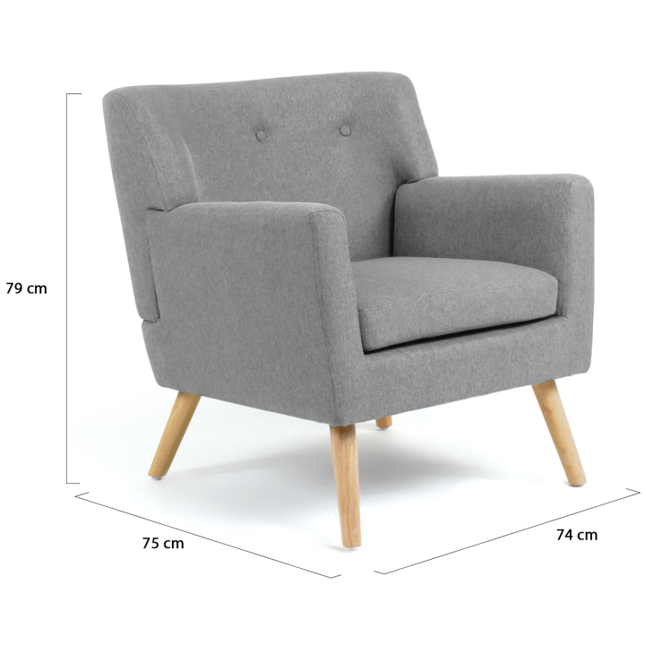 Fauteuil scandinave LIV en tissu gris chiné Fauteuil scandinave LIV en tissu gris chiné